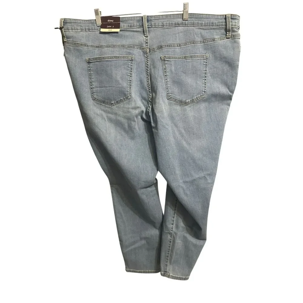 544 Women's Mid-Rise Comfort Casual Stretch Ankle Skinny Jeans Fit in Light Wash